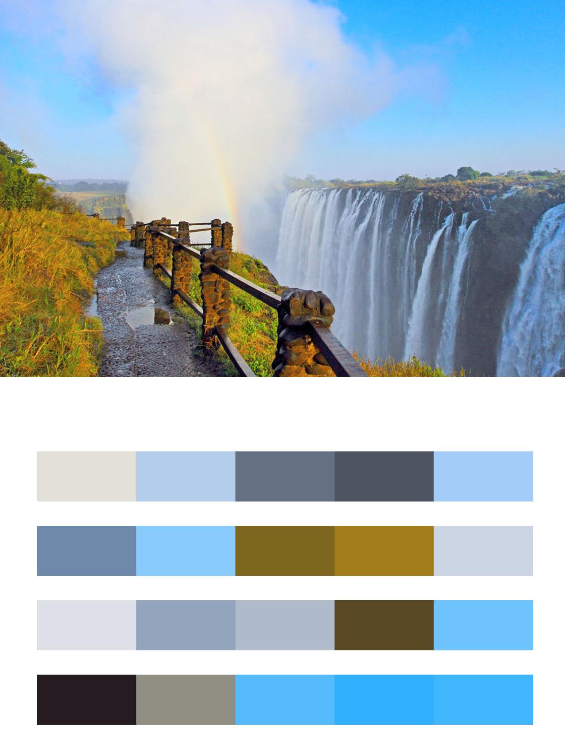 Водопад Виктория в Замбии цвета