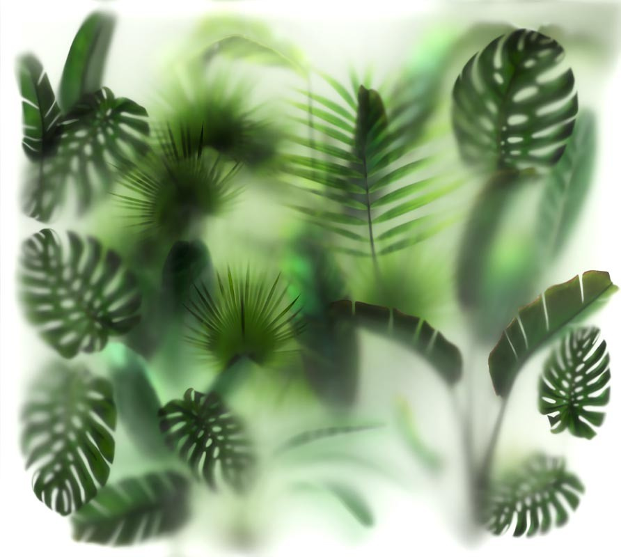 Фотообои Зеленые тропические листья